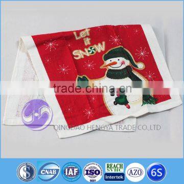 wholesale 100% cotton snowman felt printed Christmas tea towels