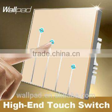 Wholesale Wallpad C1 Gold LED Backlight UK Crystal Glass 110~250V 4 gang 2 way 3 way Touch Screen Light Control Wall Switch                        
                                                Quality Choice