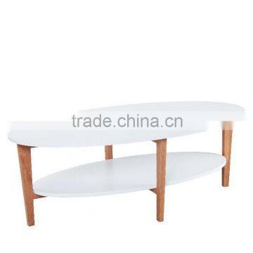 Modern oval shape coffee table, wooden side table coffee table