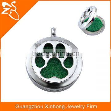 Aromatherapy diffuser locket custom footprint stainless steel charms perfume pendant