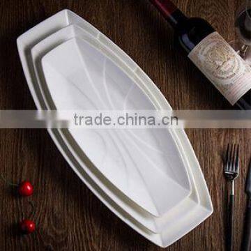 Porcelain dinner long white Irregular Plate for restaurant hotel home