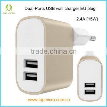 Wholesale Travel AC Adapter 2.4A EU/UK Plug Dual USB Wall Charger