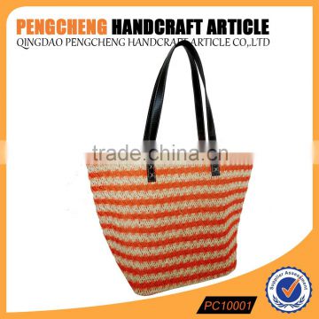 Fashion ladies handbag shoulder bag in hot sale new style paper straw crochet beach vacation bag