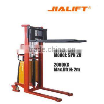 Semi-electric hydraulic stacker-- Semi-power forklift stacker-- Electrical lifting and muanl push--Heavy duty stacker SPN20