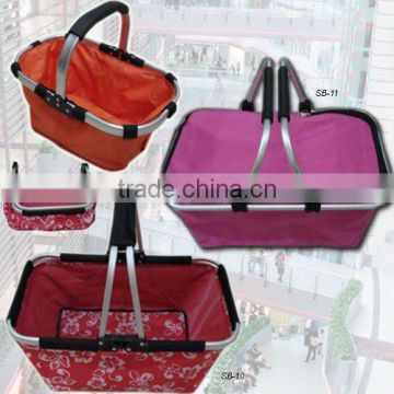 2013 Newest!!! Superior Quality 600D Polyester Folding Shopping Basket For Supermarket With Double/Single Handles