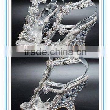 Latest Style Peep Toe Silver Crystal Wedding Shoes(WS-5007)