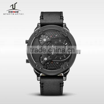 WEIDE Brand watch Universe Series Leather Watch Strap Quartz Movement Multiple Time Zone Waterproof Men Business Watches