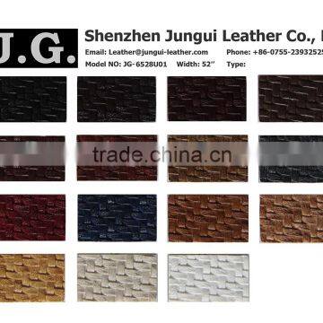 Embossing 100% pu leather with woven skin for handbag, bags, backpack