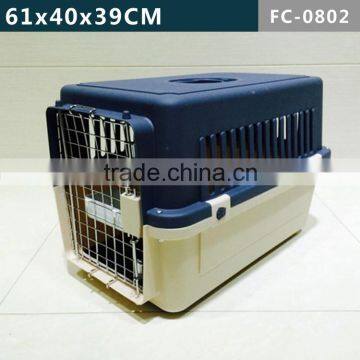 Airline Approved Plastic Dog / Cat Pet Kennel Carrier or Air Travel with Chrome Door and Free Cup Foldable Dog Travel Crate