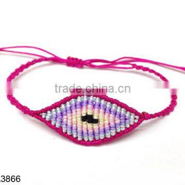 Hot Pink Eye Macrame Bracelet