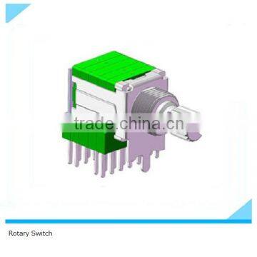 rotary switch with slotted knurled shaft, four sections rotary switch