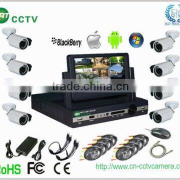 8ch surveillance camera dvr kit intergrated 7" LCD monitor with 8pcs ip66 camera (GRT-D7008MHK1-3ST)