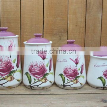 Home used ceramic kitchen jars for food