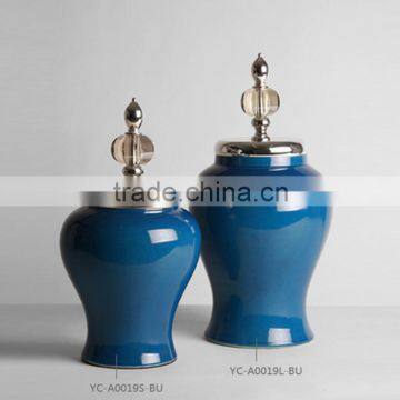 High temperature fired large ceramic blue paint storage jars