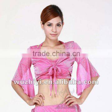 Affordable new hot selling shinning belly capelet | sexy sequin rose belly dance top (SZ006)