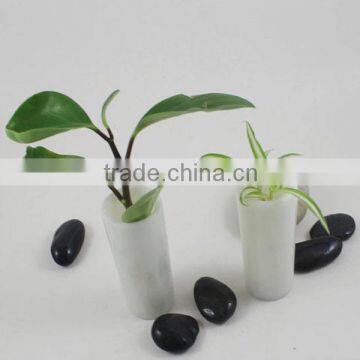 new arrival small handmade white marble bulk indoor flower pots for livingroom