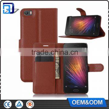 Best Selling For Xiaomi Mi5 Leather Case, Lychee Skin PU Leather Flip Cover Case For Xiaomi Mi5 Low Price China