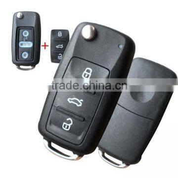 waterproof Volkswagen car 3 button folding remote key blank passat golf bora vw key