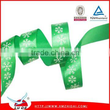 Christmas Snowflake Printed Satin Ribbon, DIY Handmade Materials for Sale photo-2