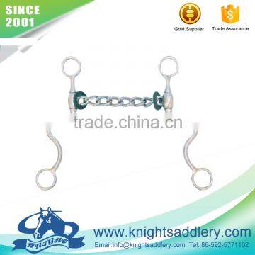 SS Brushed Chain Mouthpiece Bit with Rubber Cheek Guards