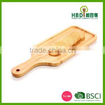 High quality wood food serving plate with handle wholesale