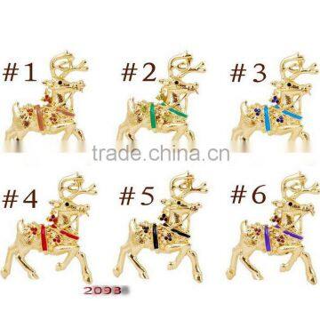 Colorful Fashion Christmas Deer Brooch Alloy rhinestone brooch Jewellery