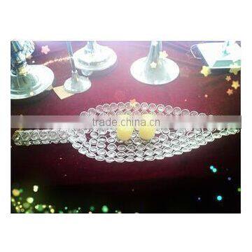 elegant fashion crystal and metal wedding decoration leaf shaped charger plates