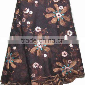 African organza lace with sequins embroidery CL8120-1coffee