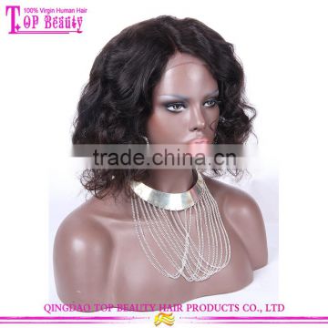 14 Inches Wholesale Cheap Brazilian Virgin Human Hair Full Lace Wig Sew In Side Part Bob Wigs