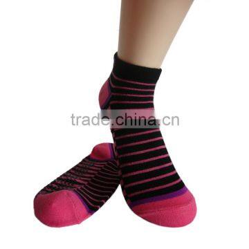 Haining GS custom stripes black PVC anti-slip polyester women grip socks