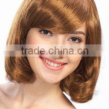 Gold blonde bobo hair wigs for ladies.China hair wigs suppliers