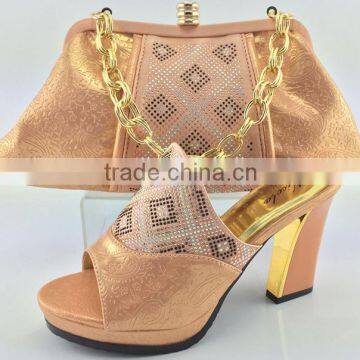 Soft leather bag and matching shoes women bag and shoes set for party