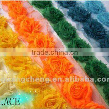 Chiffon Lace Flower Chiffon Flower Shabby Rose Trims by the Yard photo-2