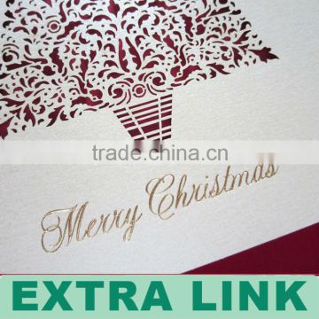 Gift Card & Greeting Cards Printing Services & 2014 Lovely Pink Pearl Greeting Card For Christmas Day (Factory Supply Directly)