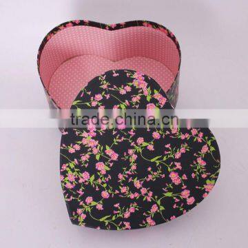 Elegant Black Floral Print Heart Shaped Gift Box