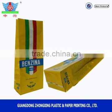 2016 new products side gusset coffee plastic bag with tin tie and valve