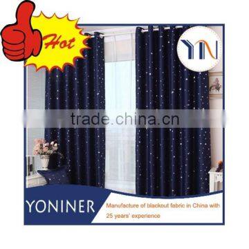 Hot sale blackout fabric with star foiled wholesale blackout manufacture for curtain fabric Silver foil blackout