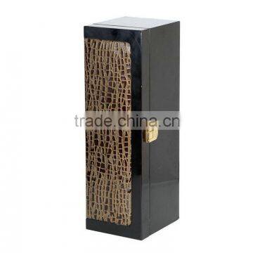 Factory wholesale custom crocodile grain leather single bottled wine box, black beautiful gift box