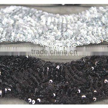 Latest Black and Silver Wave Sequin Pattern Textile Fabric, Sequin Fabric Textile for Home Textile photo-4