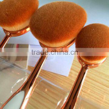 New Wholesale Toothbrush Shaped Foundation Brush 10 Pcs Pink and White Oval Makeup Brush Set photo-5