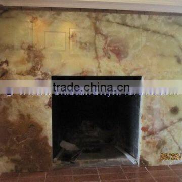 POLISHED LIGHT GREEN ONYX FIREPLACES photo-4