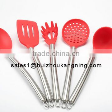 Stainless Steel & Silicone Cooking Utensil Set Spatula, Mixing & Slotted Spoon,Pasta Fork Server, Drainer