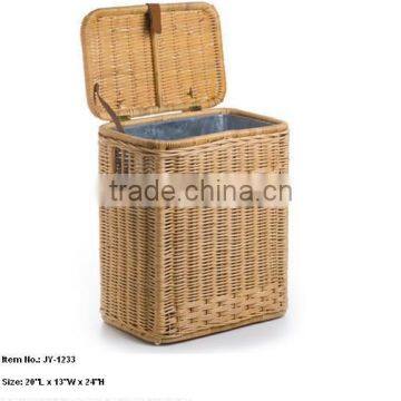 Recycling willow baskets with metal Liner for Trashes