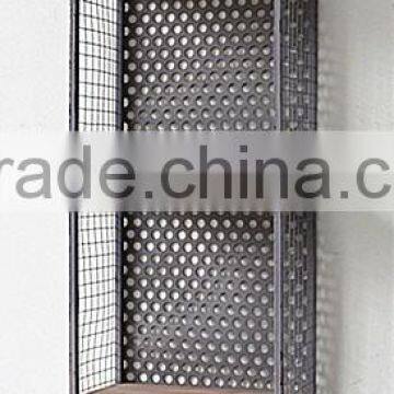 Decorative Metal Storage Holder With Wooden Board for Wall Decoration photo-3