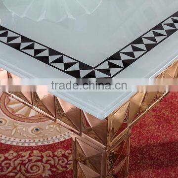 Stainless Steel Frame Adjustable Event Glass Dining Table photo-5