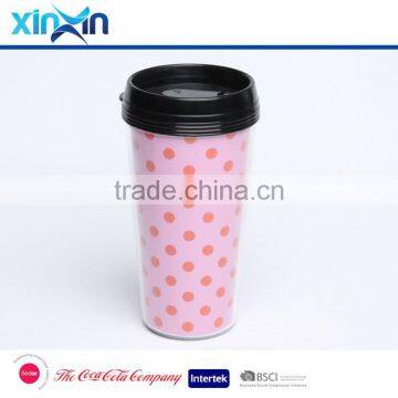 Plastic Travel Mugs Double Wall Mugs Coffee Cups with Lid Plastic Car Mugs