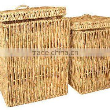 2012 nice style/2pcs square planter/solid iron frame/water hyacinth/natural material flowers pot & planter/basket