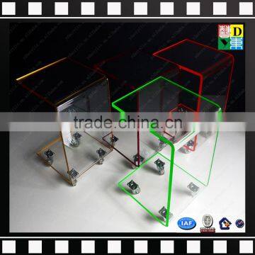 Customized Moveable Acrylic Coffee Table Unique Elegant Acrylic Side Table With Wheels From China Manufacturer photo-2