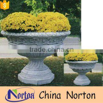 Hand carved stone round garden flowerpots decoration NTMF-FP003Y