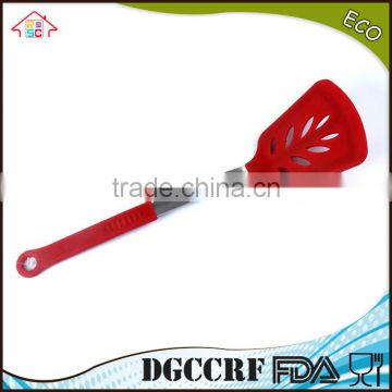 NBRSC FDA Heat Resistance Silicone Slotted Shovel spatula turner spade new leaf shaped with stainless steel core